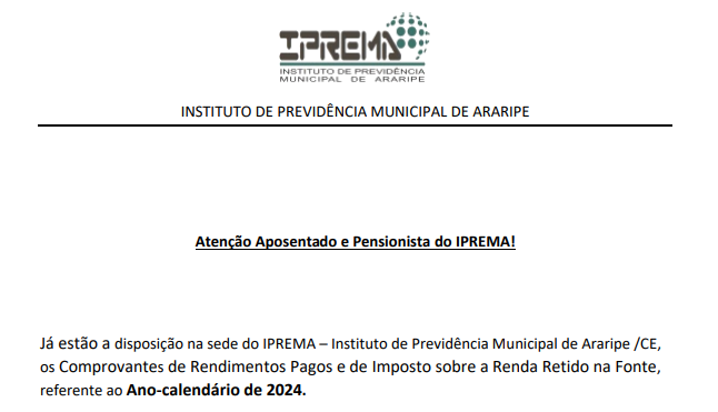 Atenção Aposentado e Pensionista do IPREMA!